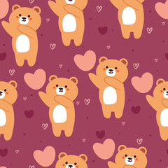 seamless pattern cartoon bears. cute animal wallpaper illustration for gift wrap paper