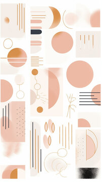 pink abstract minimal vector boho shapes and lines