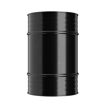 Black metal barrel isolated. Fuel barrel. Barrel with oil.