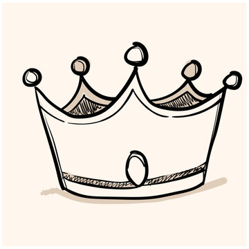 crown doodle icon with background cream