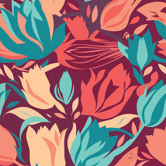 Seamless Colorful Tulips Pattern.

Seamless pattern of tulips in colorful style. Add color to your digital project with our pattern!