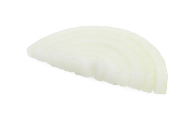 Slice of fresh ripe onion isolated on white