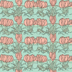 Seamless Colorful Tulips Pattern.

Seamless pattern of tulips in colorful style. Add color to your digital project with our pattern!