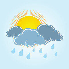 sun and clouds vector art illustration icon