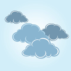 blue sky with clouds vector art illustration icon