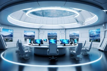 Modern trendy white cool office. AI generated, human enhanced
