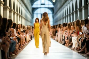 Fototapeta premium Runway and catwalk of top models at the fashion week. AI generated, human enhanced