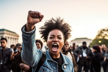 Woman at social protest Black Lives metter. AI generated, human enhanced