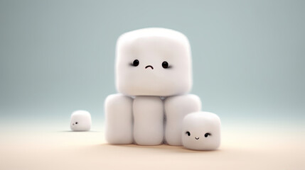 3D cute creatures marshmallow