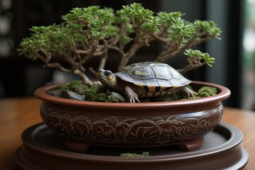 turtle in a bonsai pot