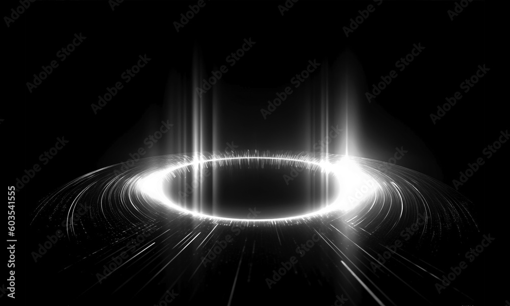 Wall mural glow light effect. circular lens flare. abstract rotational lines on transparent background