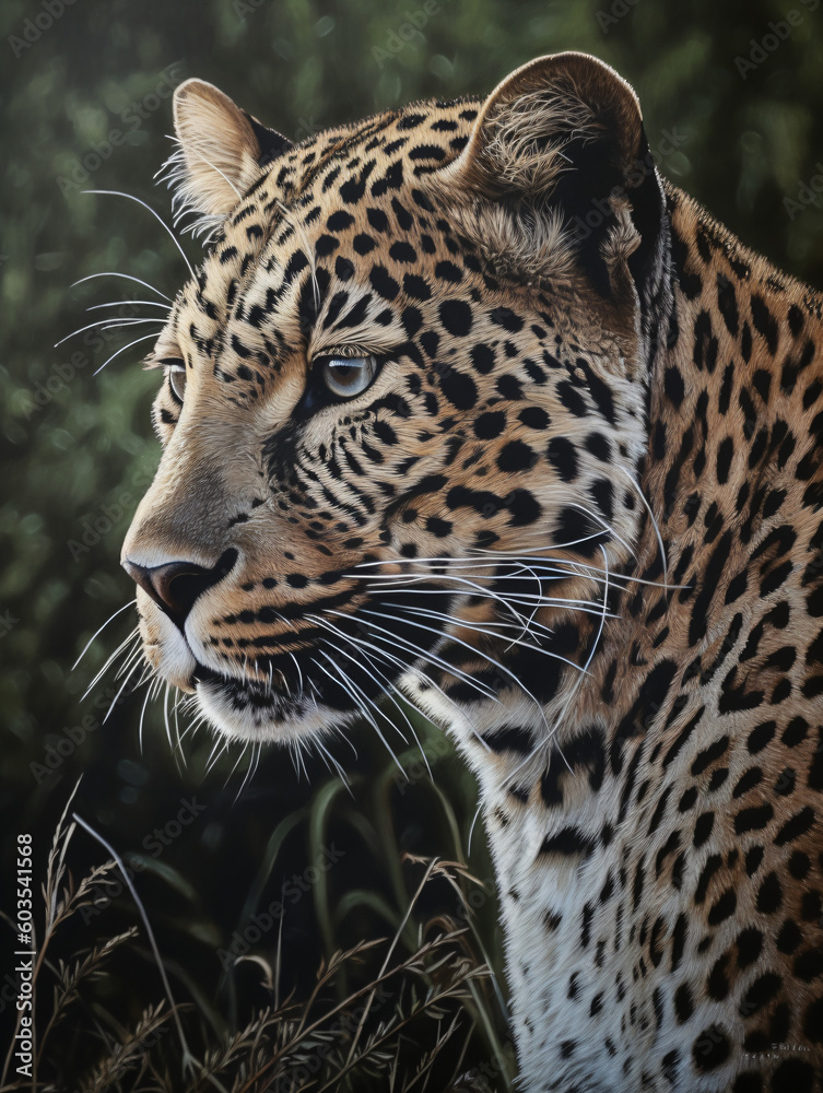 Wall mural a face leopard in the wild generative ai