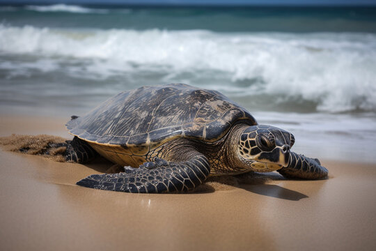 a turtle on the beach
