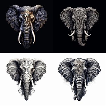 Elephant Tattoo Design. Vector Illustration Decorative Design Stock Vector  - Illustration of tattoo, nose: 188391728