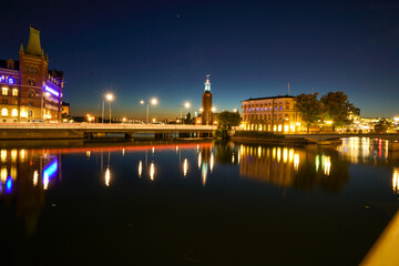 Beautiful view of Stockholm, Sweden in the night time