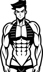 black and white of man cartoon