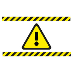 Black and yellow line striped background. Caution tape. Vector illustration.