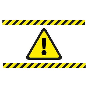 Black and yellow line striped background. Caution tape. Vector illustration.