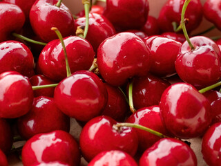 Freshly Harvested Sweet Cherries Background