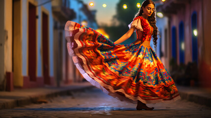 latin american, mexican, traditional, folklore, regional colorful, dancer. ai generative