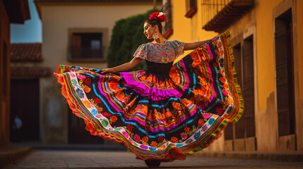 latin american, mexican, traditional, folklore, regional colorful, dancer. ai generative