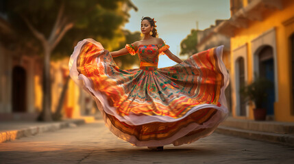 latin american, mexican, traditional, folklore, regional colorful, dancer. ai generative - obrazy, fototapety, plakaty