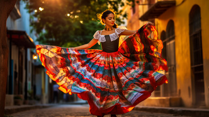 latin american, mexican, traditional, folklore, regional colorful, dancer. ai generative