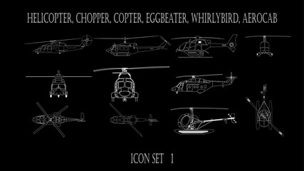 Helicopter icons set 1, Helicopter icons, Helicopter, vector, illustration, design, icon, set, symbol
