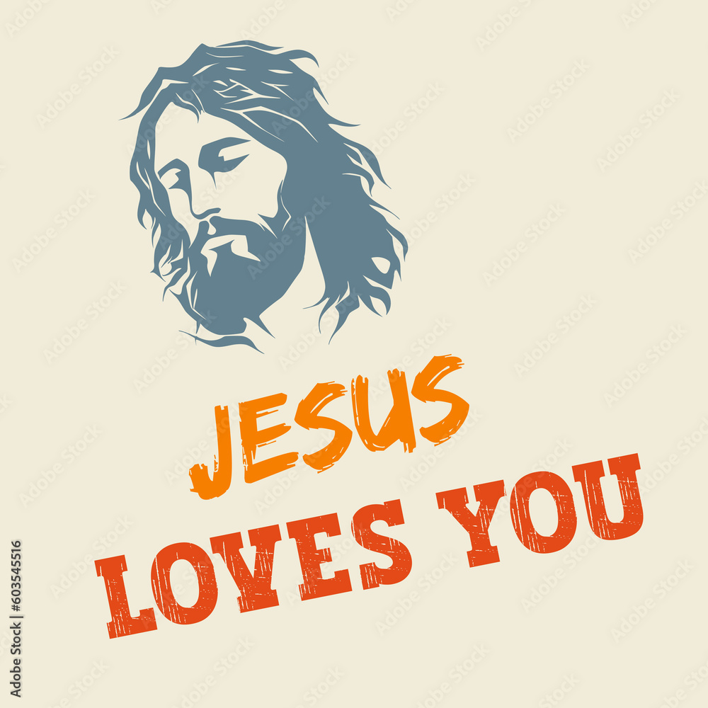 Wall mural jesus loves you t shirt or sticker design