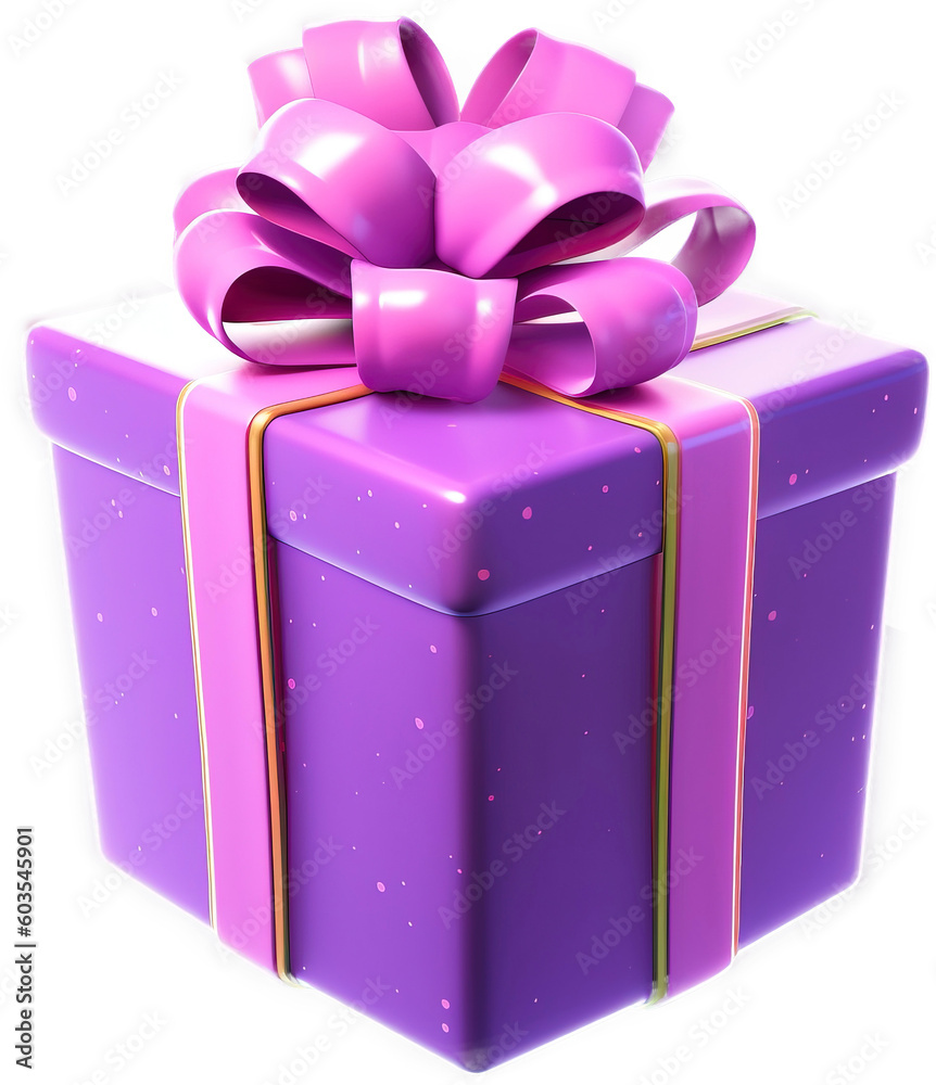 Wall mural purple gift box with transparent background with generative ai