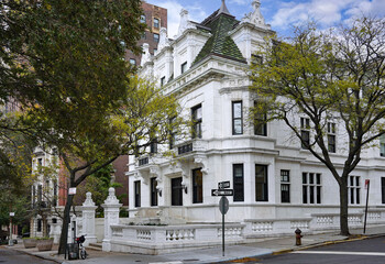 Historic Schinasi Mansion in the Upper West Side, white marble built in 1907, reputed to be the...