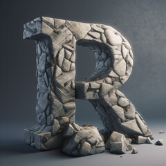 The letter R made of stone Generative Ai