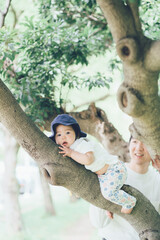 木の枝にいる赤ちゃん