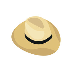Straw beach hat on white background