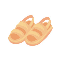 Stylish beach sandals on white background