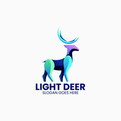Vector Logo Illustration Deer Gradient Colorful Style