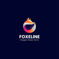 Vector Logo Illustration Fox Gradient Colorful Style