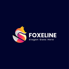 Vector Logo Illustration Fox Gradient Colorful Style