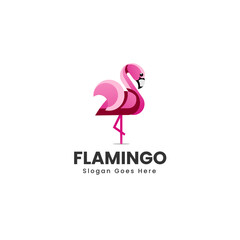 Vector Logo Illustration Flamingo Gradient Colorful Style