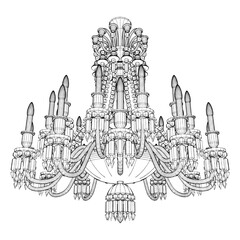 Luster Chandelier Detail Vector. Illustration Isolated On White Background. A vector illustration Of A Chandelier Detail.