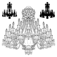 Luster Chandelier Detail Vector. Illustration Isolated On White Background. A vector illustration Of A Chandelier Detail.