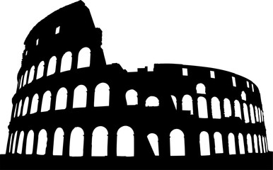 black and white rome coliseum illustration