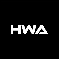 HWA letter logo design with black background in illustrator, vector logo modern alphabet font overlap style. calligraphy designs for logo, Poster, Invitation, etc.