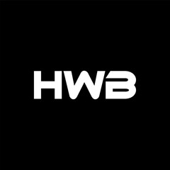 HWB letter logo design with black background in illustrator, vector logo modern alphabet font overlap style. calligraphy designs for logo, Poster, Invitation, etc.