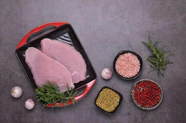 Raw meat fillet with spices