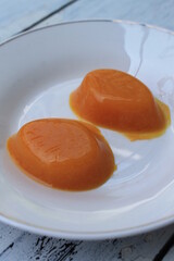 leaf shaped jelly on a plate on the table
