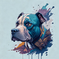 Dog, vector design, vibrant color splash, AI generated