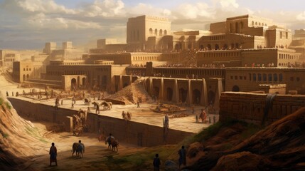 Ancient Mesopotamia, Mesopotamian civilizations formed on the banks of the Tigris and Euphrates rivers in what is today Iraq and Kuwait, Generative AI - obrazy, fototapety, plakaty