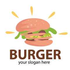 cute pink burger vector covered with meat and buns and green leaves