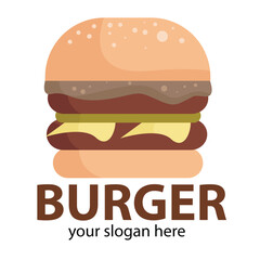 light orange cute burger vector covered with meat and brown bun
